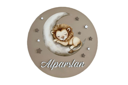 İsimli Aslan Ahşap Kapı Süsü